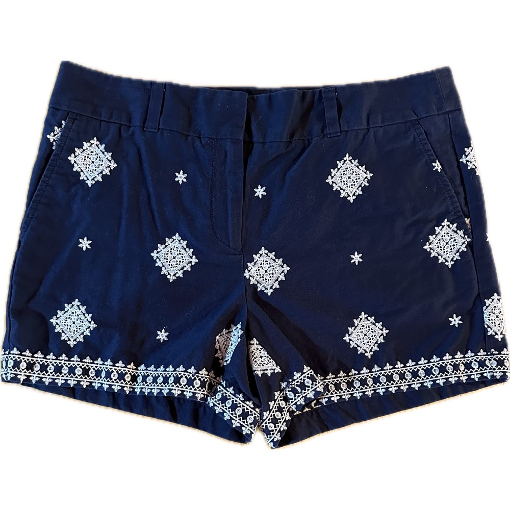 LOFT‎ Outlet Women's Navy Blue Embroidered Chino Shorts Size 6